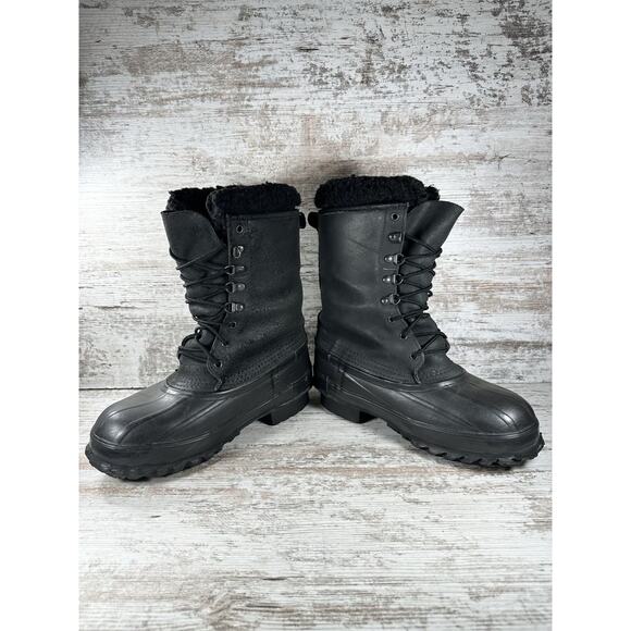 Men\'s LaCrosse Iceman Black Insulated Leather Snow Boots Sz 9 EUC!